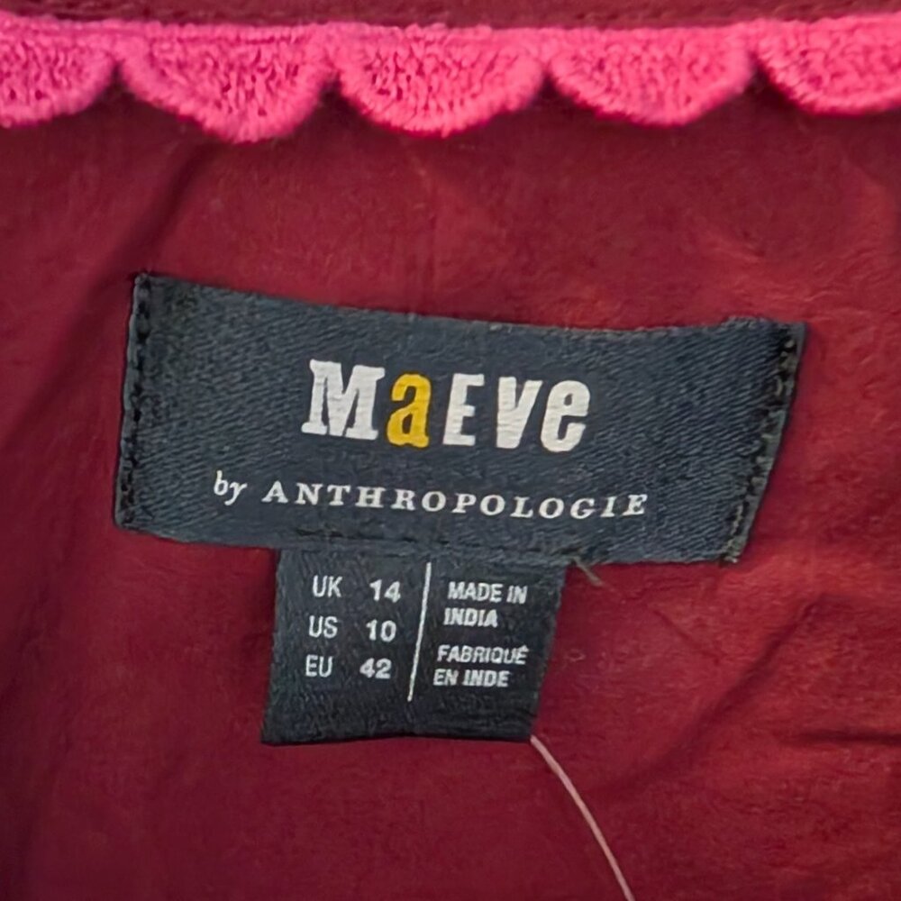 Anthropologie Maeve Embroidered Button Down Shirt, Size 10 - Picture 6 of 7